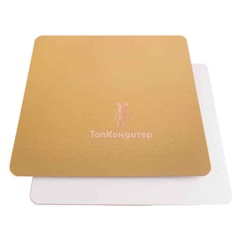 Подложка для торта "Золото/Белая" 30 см*30 см, толщина 3,2 мм