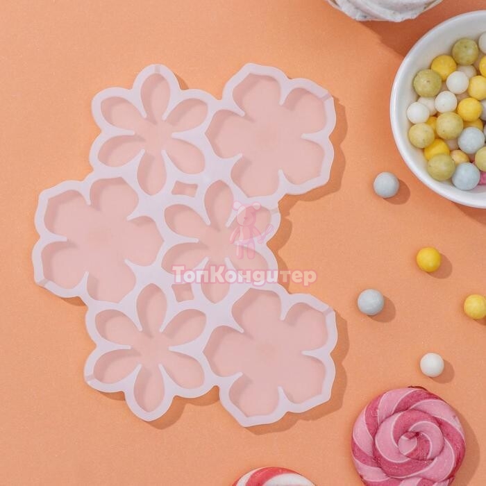 форма для леденцов "цветочки"14*12*0,7