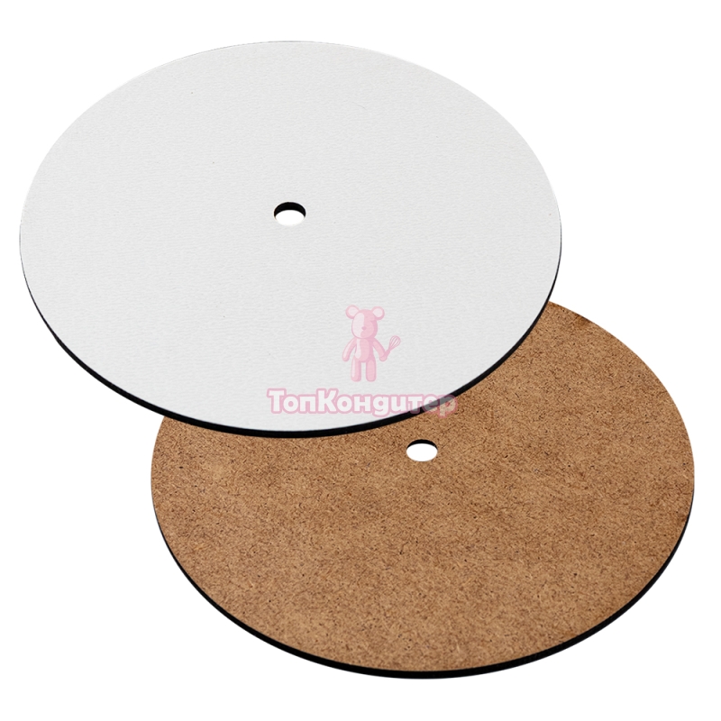 Подложка ламинированная с отверстием белая 34 см , толщина 3 мм