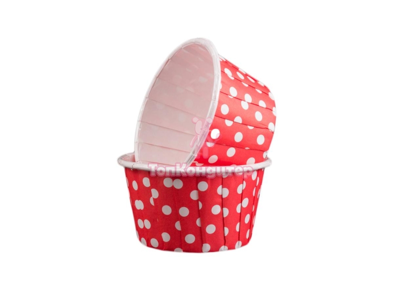 Капсулы капкейк 100 шт красный/белый горох