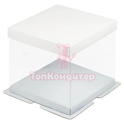 Коробка для торта 26 см*26 см*28 см белая "Премиум"