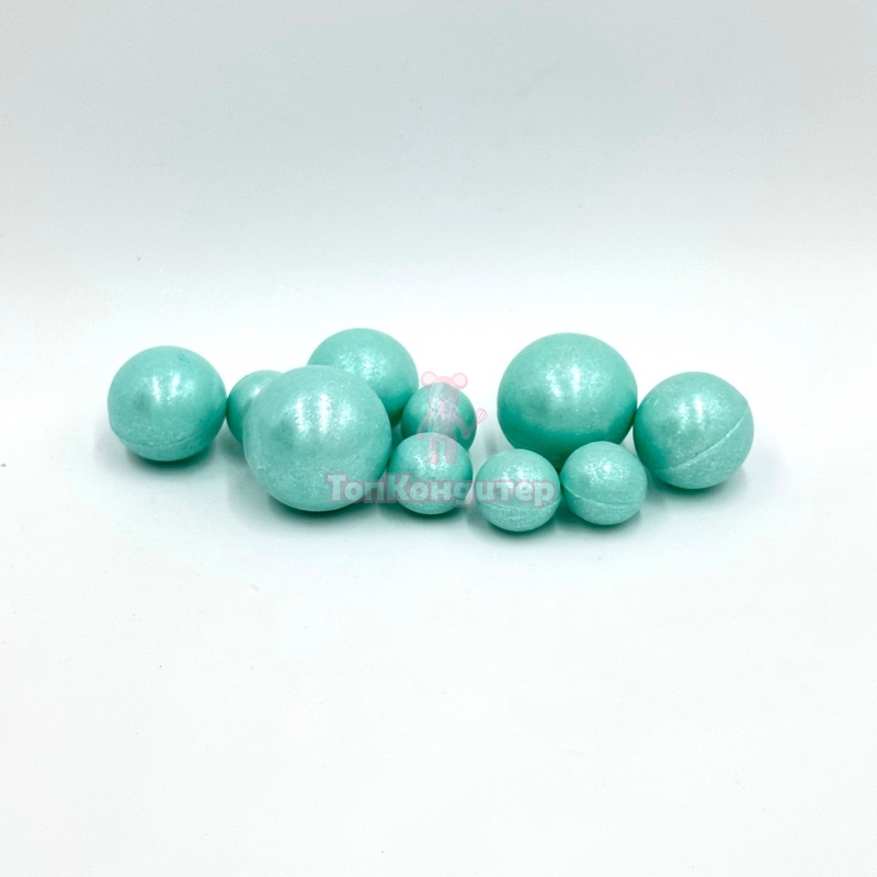 Сферы из шоколадной глазури перламутровые голубые 10шт.