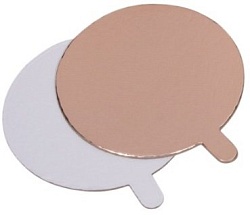 Подложка для пирожных с держателем "Золото\Белая" 8 см, 1,5 мм