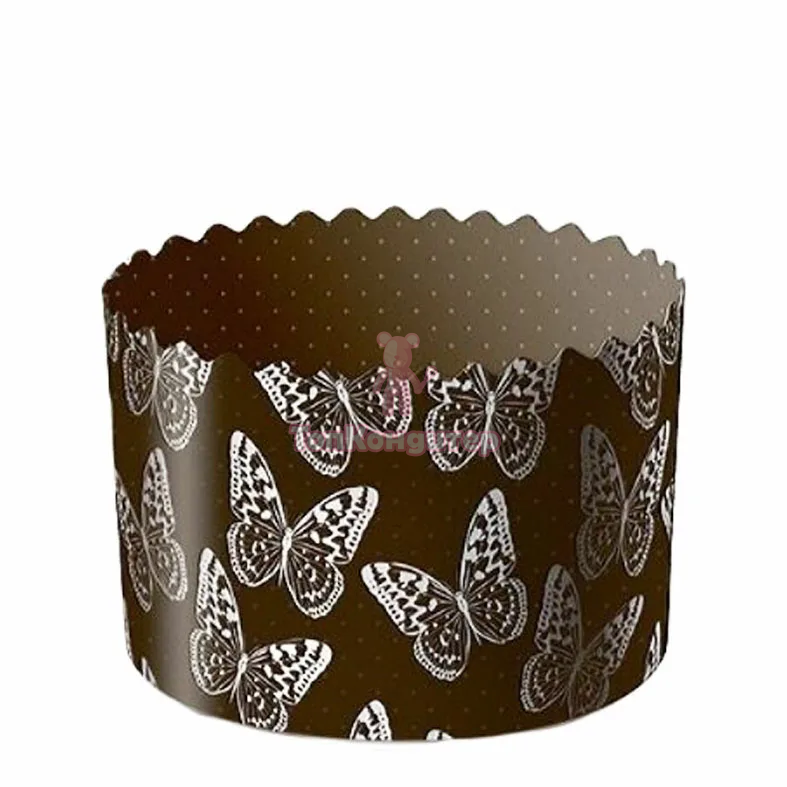 Форма бумажная для кулича "БАБОЧКИ" d= 9 см x h= 9 см