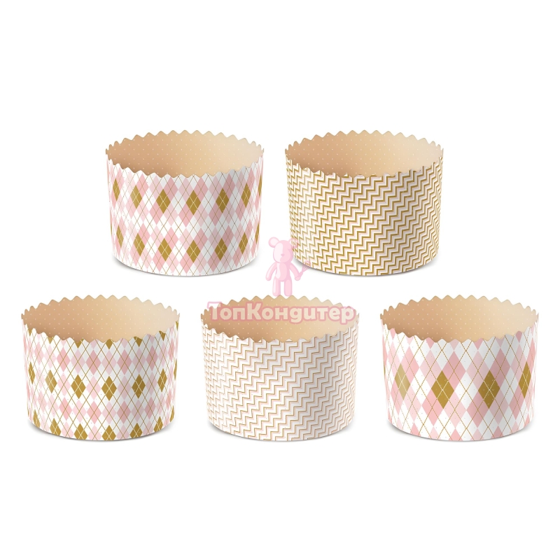 Форма бумажная для кулича "РОМБИКИ" d= 9 см x h= 9 см