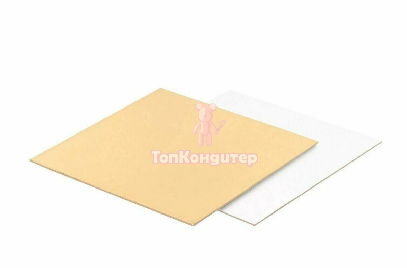 Подложка для торта "Золото/Белая" 50 см*50 см, толщина 3,2 мм