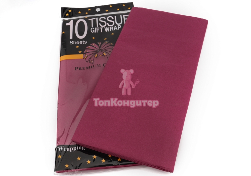 Бумага Тишью бордовый 51*66 см 10 листов
